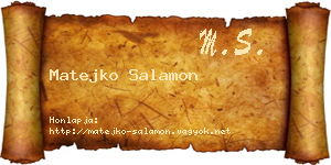 Matejko Salamon névjegykártya